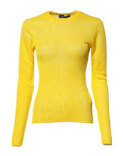 Yellow Polyester Women Pullover Top Sweater
