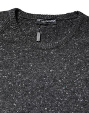 Gray Wool Knitted Round Neck Pullover Sweater
