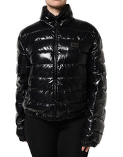 Dolce & Gabbana Black Logo Plaque Puffer Jacket