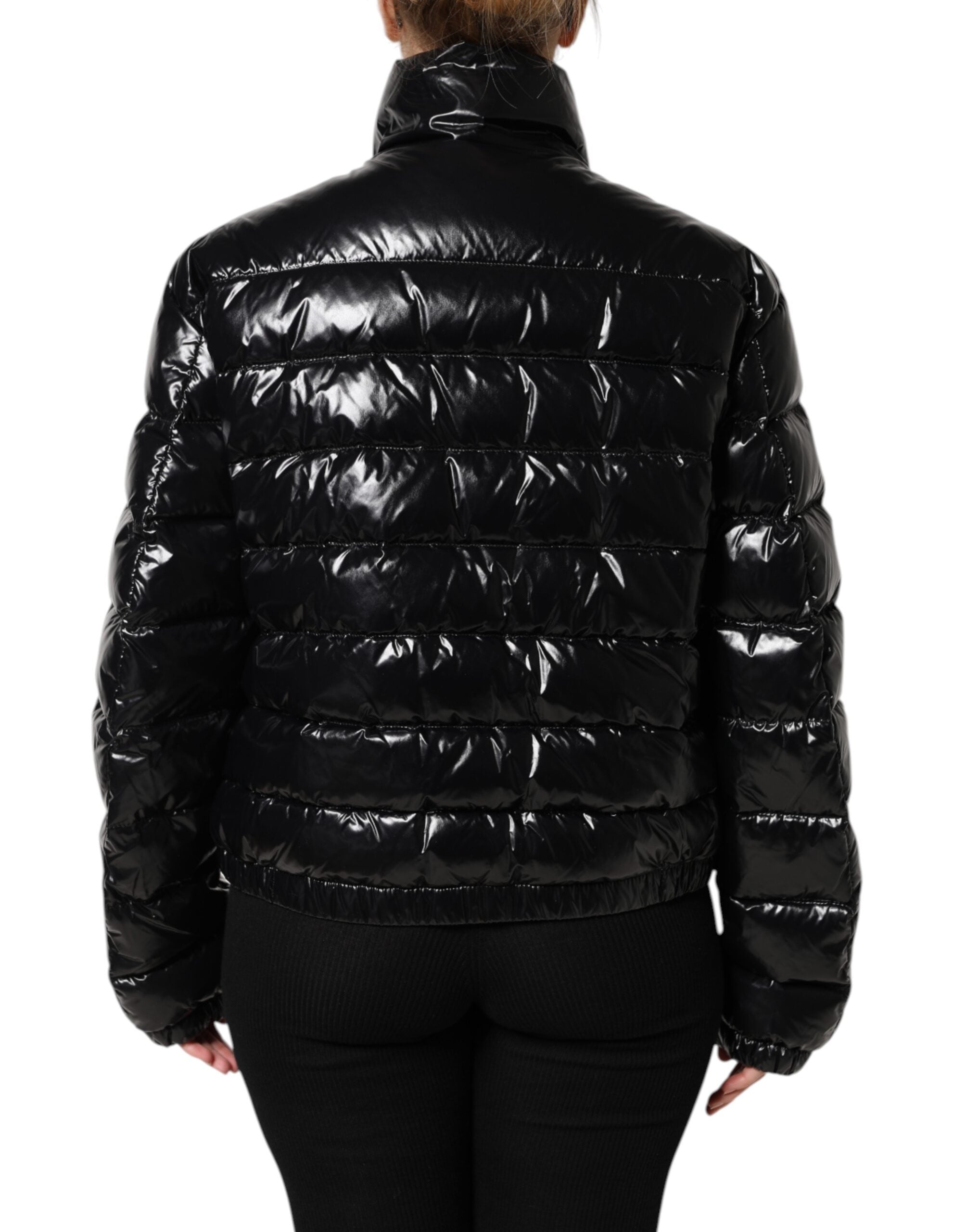 Dolce & Gabbana Black Logo Plaque Puffer Jacket