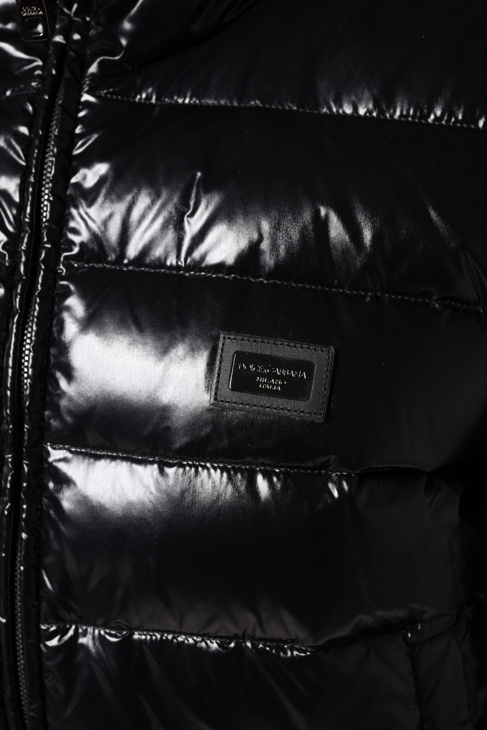 Dolce & Gabbana Black Logo Plaque Puffer Jacket