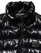 Dolce & Gabbana Black Logo Plaque Puffer Jacket