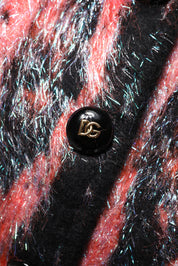 Röd mohairullkofta med knappar