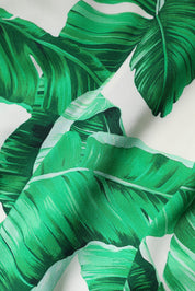 White Green Leaf High Waist Pants