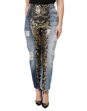 Multicolor Patchwork High Waist Denim Jeans