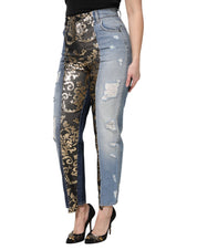 Multicolor Patchwork High Waist Denim Jeans
