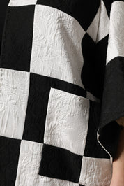 Svartvit Brokad Jacquard Kavaj Jacka Patchwork