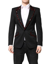 Black SICILIA CrystalEmbellished Coat Blazer