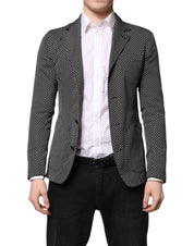 Black White Patterned Men Suit Coat Blazer