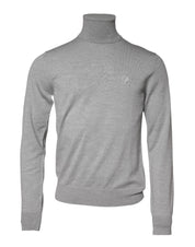 Gray Wool Knitted Men Pullover Sweater