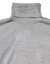 Gray Wool Knitted Men Pullover Sweater