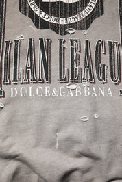 Gray Logo Print Crew Neck Pullover Sweater