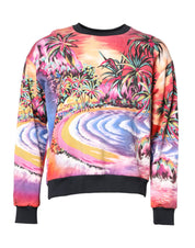 Multicolor Print Crew Neck Pullover Sweater
