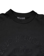 Black Embroidered Crew Neck Pullover Sweater