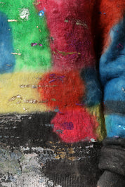 Multicolor Mohair Turtleneck Pullover Sweater