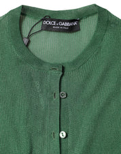 Green Polyester Long Sleeves Cardigan Sweater