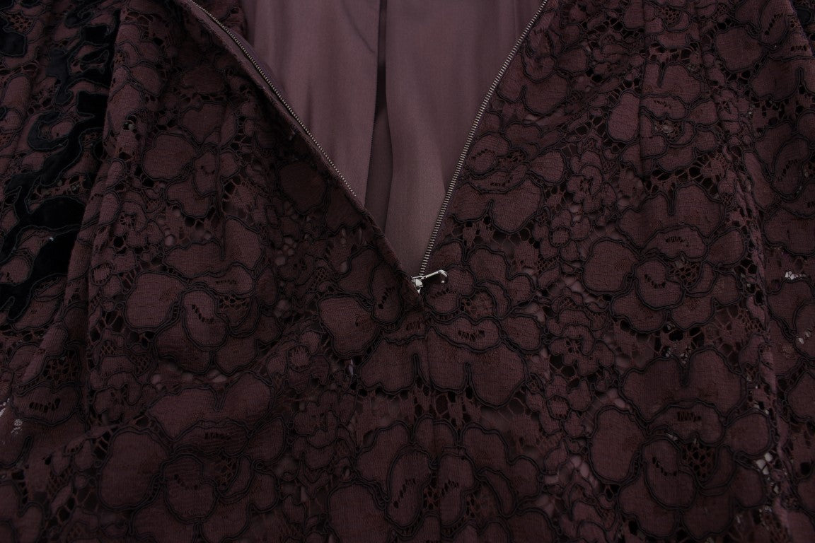 Lila blommig spets Ricamo maxiklänning