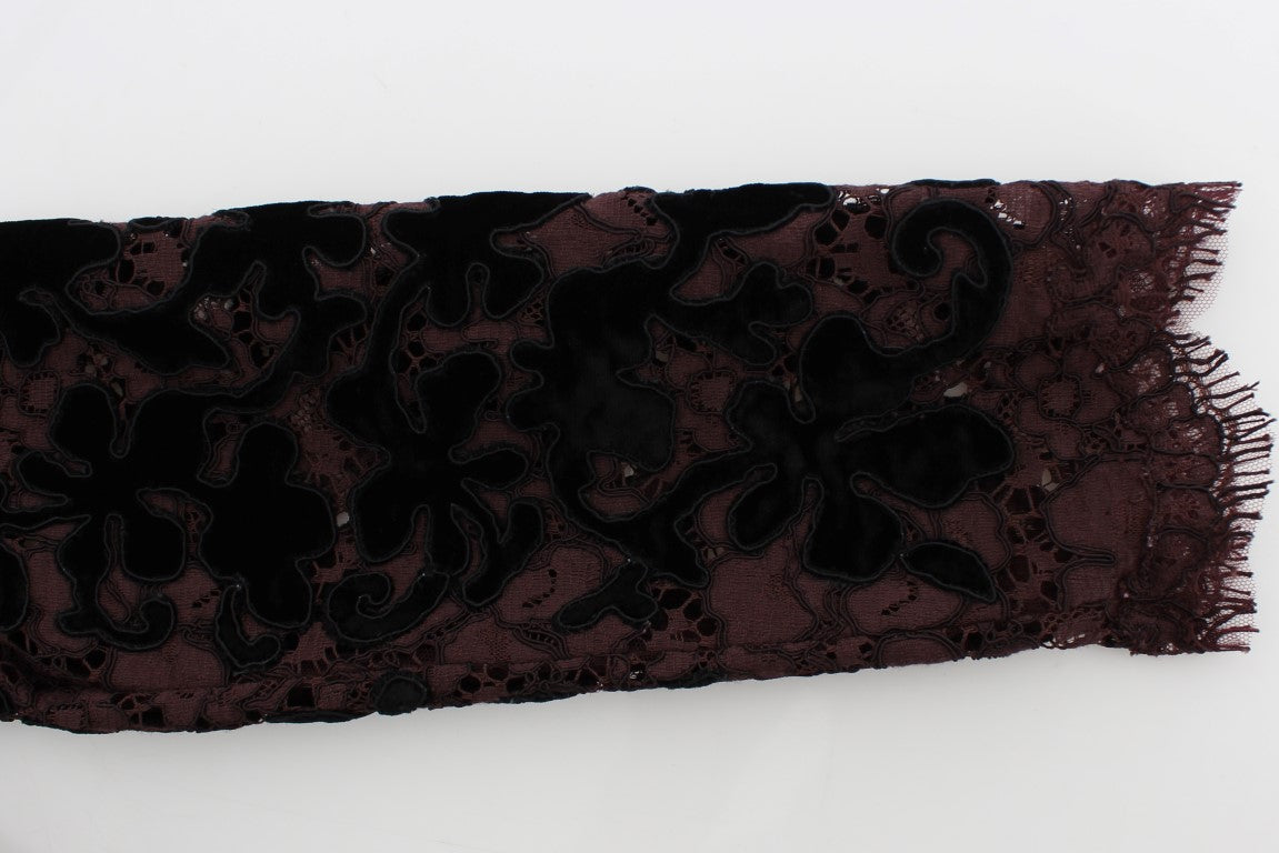 Lila blommig spets Ricamo maxiklänning