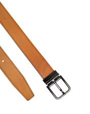 Brown Classic Calf Leather Silver Buckle Belt