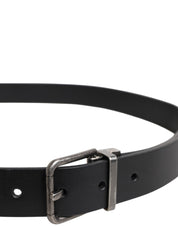 Black Classic Leather Metal Buckle Belt