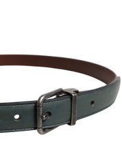 Green Classic Leather Metal Buckle Belt