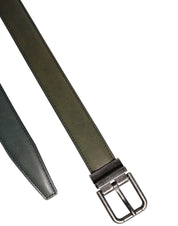 Green Classic Leather Metal Buckle Belt