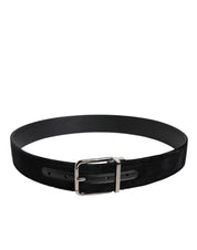 Black Cotton Silver Metal Buckle Belt