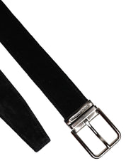 Black Cotton Silver Metal Buckle Belt