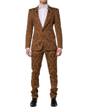 Brown Floral Jacquard SICILIA 2 Piece Suit