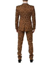 Brown Floral Jacquard SICILIA 2 Piece Suit