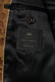 Brown Floral Jacquard SICILIA 2 Piece Suit