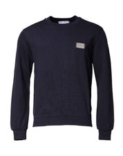Dark Blue Logo Crew Neck Pullover Sweater