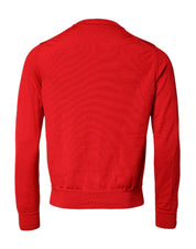 Red Eye Print Crew Neck Men Pullover Sweater