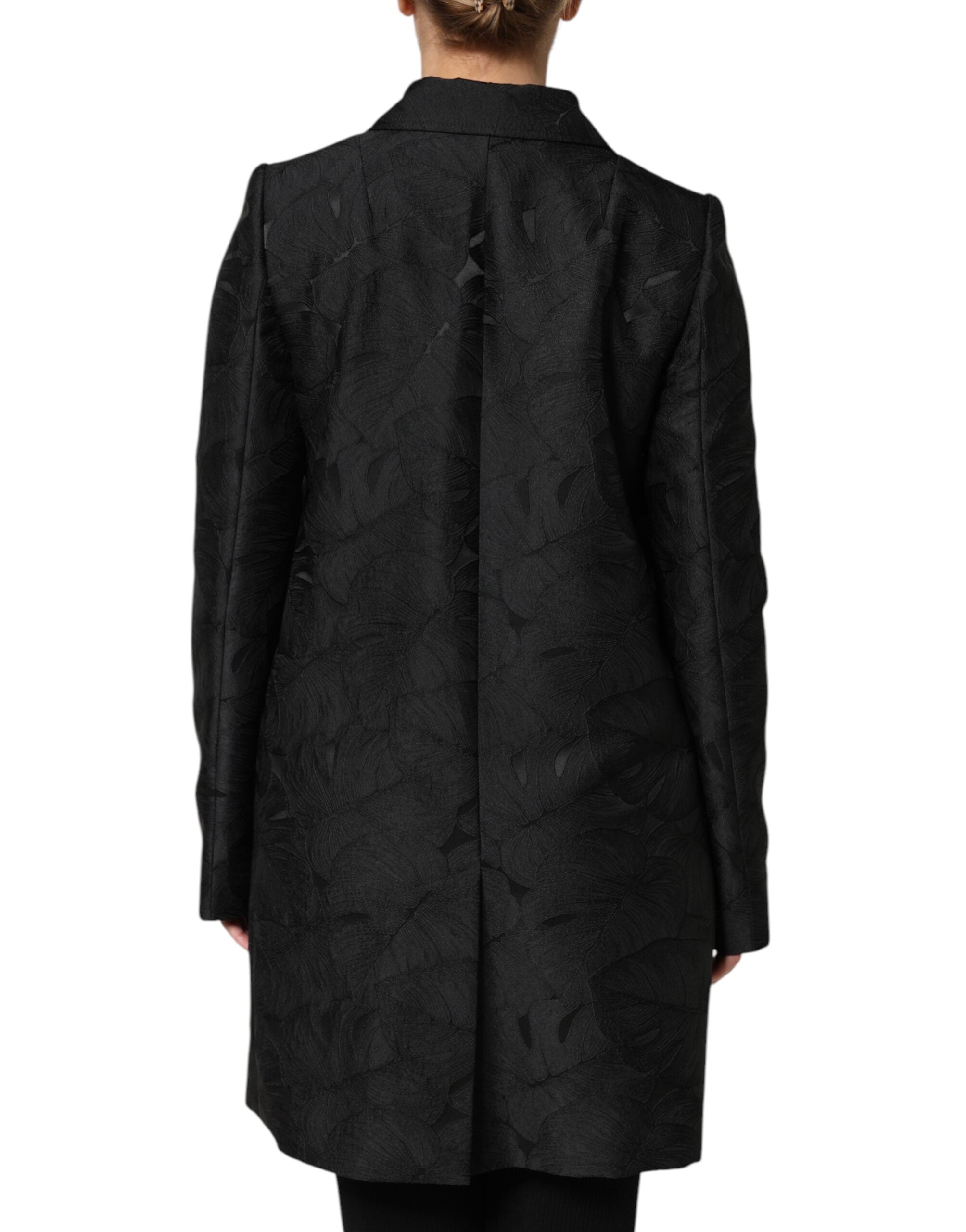 Svart polyester enkelknäppt trenchcoat