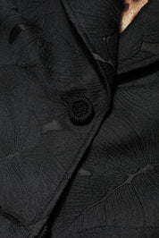 Svart polyester enkelknäppt trenchcoat