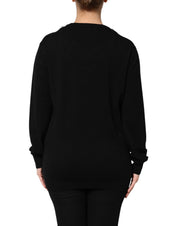 Black Cashmere Crystal Embellished Sweater