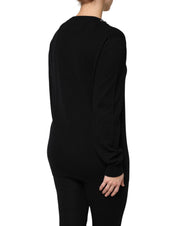 Black Cashmere Crystal Embellished Sweater
