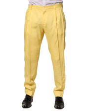 Yellow Flax Tapered Dress Men Pants