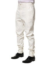 White Nylon Tapered Dress Men Pants