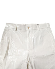White Nylon Tapered Dress Men Pants