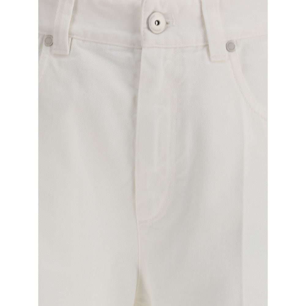 White Cotton Straight-Leg Jeans