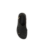 Marni Black Calf Leather Flat Sandals