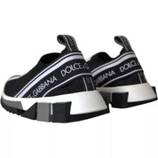 Dolce & Gabbana Black and White Polyester Blend Sorrento Slip-On Sneakers