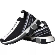 Dolce & Gabbana Black and White Polyester Blend Sorrento Slip-On Sneakers