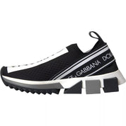 Dolce & Gabbana Black and White Polyester Blend Sorrento Slip-On Sneakers