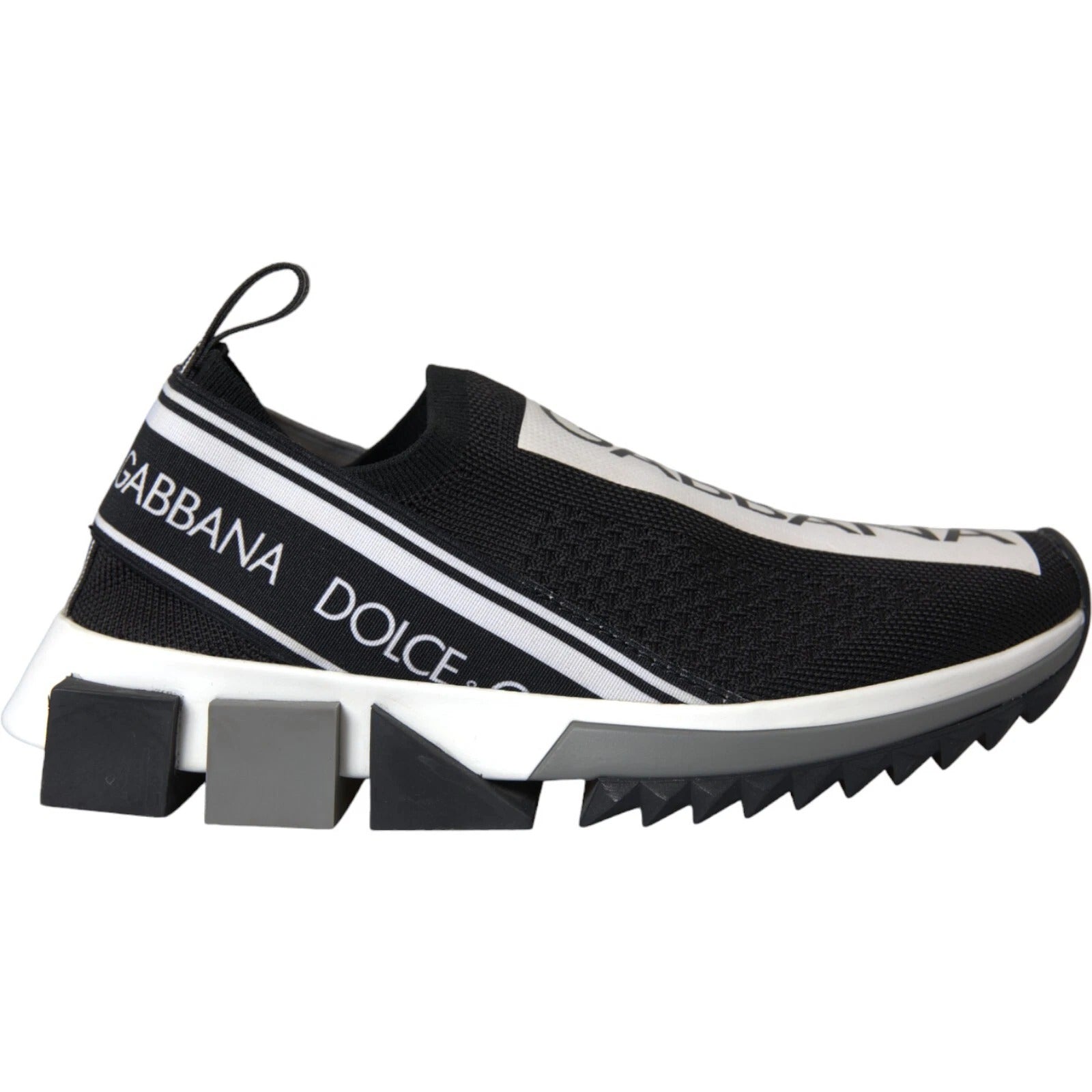 Dolce & Gabbana Black and White Polyester Blend Sorrento Slip-On Sneakers