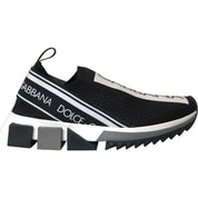 Dolce & Gabbana Black and White Polyester Blend Sorrento Slip-On Sneakers