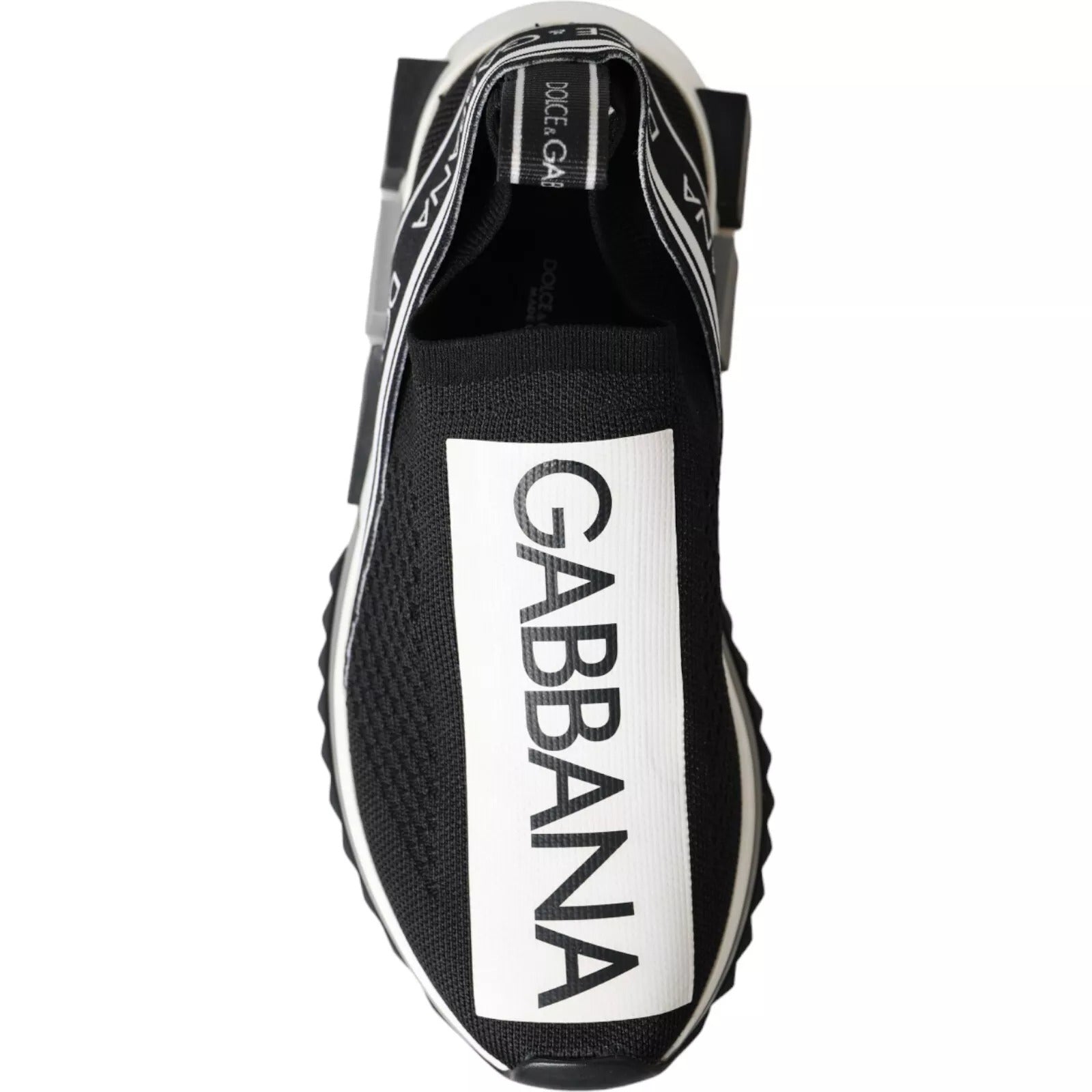 Dolce & Gabbana Black and White Polyester Blend Sorrento Slip-On Sneakers