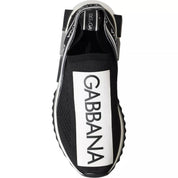 Dolce & Gabbana Black and White Polyester Blend Sorrento Slip-On Sneakers