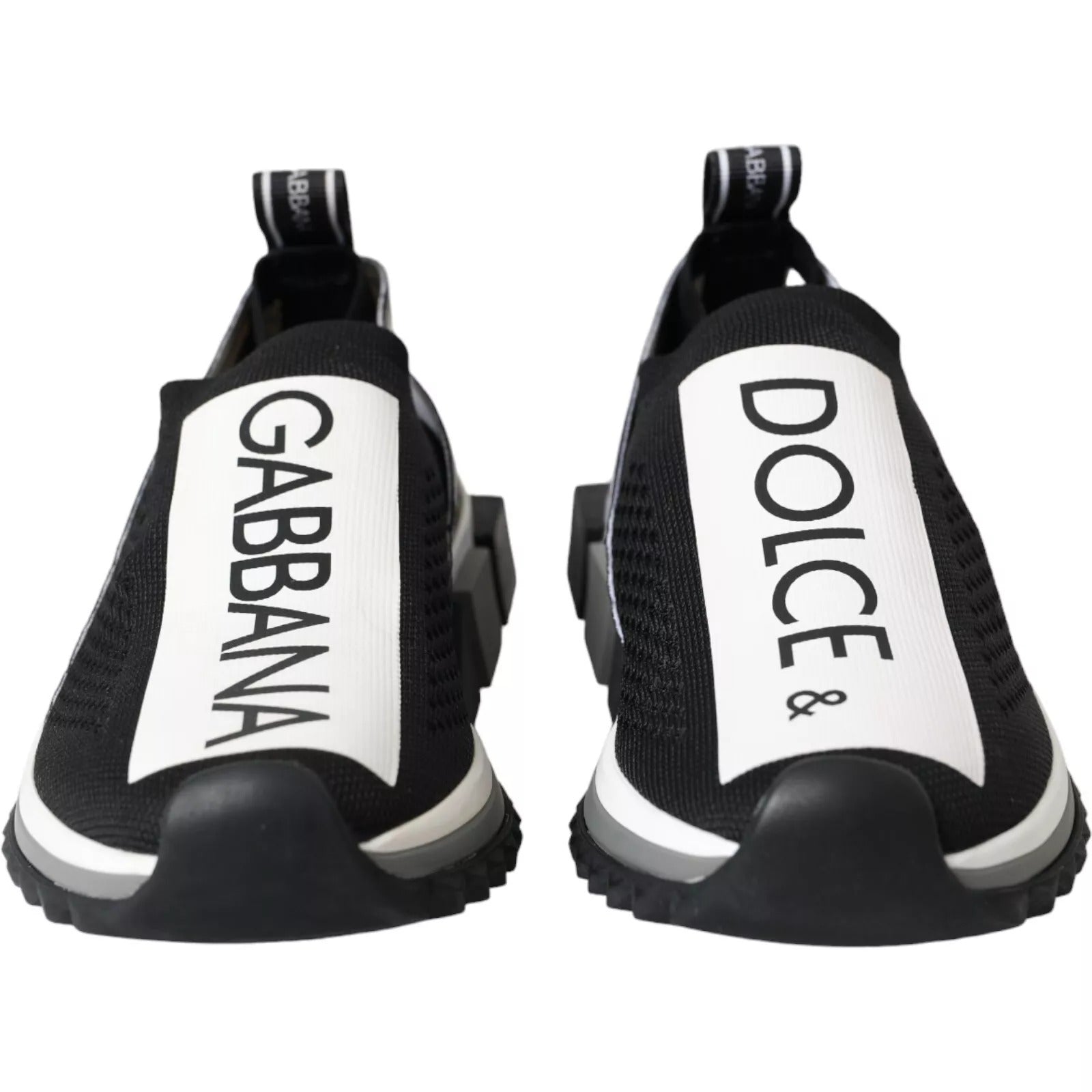Dolce & Gabbana Black and White Polyester Blend Sorrento Slip-On Sneakers